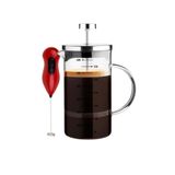 Fırsat Sende French Press Demlik Ölçü Kabı 3in1 Ürün Frenchpress 600ML ve Süt Kahve Köpürtücü