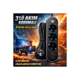 FIRSAT YOLU 3lü Akım Korumalı Priz Anahtarlı Parafudr Anti-Statik 3x1.5mm 3 Metre Uzatma Kablosu Çocuk Korumalı