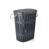 firsatgeldi 45 x 40 Home Plastik Bambu Kirli Çamaşır Sepeti Antrasit 50-99 L Gri Plastik