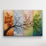 Fırsatkolik 4 Mevsim Ağaç Kanvas Tablo 40X60 cm - 00 Siyah - Beyaz