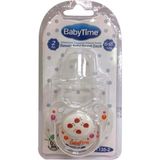 Fırsatkolik Babytime Silikon Damaklı Koruyucu Kapaklı Şeffaf Gövdeli Desenli Emzik N.2 BT135-2 - Renkli - Standart