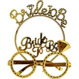 Fırsatkolik Bride To Be Yazılı Taç ve Bride To Be Yazılı Gözlük Seti Altın Renk - 819Altın