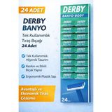 Fırsatkolik Derby Banyo Tek Kullanımlık Tıraş Bıçağı 24 Adet Paket Plastik Saplı Ekonomik Tıraş Jileti