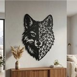 Fırsatkolik Geometrik Kurt Duvar Tablosu Mdf Lazer Kesim Modern Duvar Süsü Minimal Hayvan Figürlü Dekor - 0 - Siyah