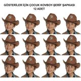 Fırsatkolik Kovboy Şerif Şapkası Kahve 12 Adet - Kostüm, Parti ve Gösteri Şapkası - 00-Siyah - Beyaz