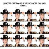 Fırsatkolik Kovboy Şerif Şapkası Siyah 12 Adet - Kostüm, Parti ve Gösteri Şapkası - Altın