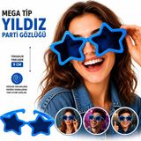 Fırsatkolik Mega Tip Yıldız Parti Gözlüğü Mavi Renk - 005-Mavi
