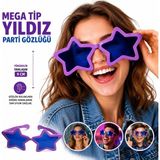 Fırsatkolik Mega Tip Yıldız Parti Gözlüğü Mor Renk - 001-Mor