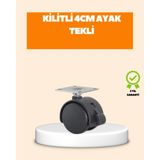 Fırsatkolik Mey Ithalat® 4 cm Kilit Mekanizmalı Mobilya Ayağı Tekli - 00 Siyah - Beyaz