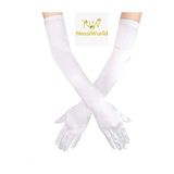 Fırsatkolik Mey Ithalat® Beyaz Renk Dirseğe Kadar Uzun Kumaş Eldiven 40 cm - 00-Siyah - Beyaz