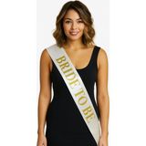 Fırsatkolik Mey Ithalat® Beyaz Saten Üzerine Kalın Altın Yazılı Bride To Be Kuşağı 10 cm Genişlik - 00-Siyah - Beyaz