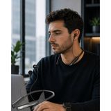 Fırsatkolik Mey Ithalat® Bluetooth 5.4 Boyun Askılı Kulaklık Manyetik Kulaklıklı Type C Şarjlı - 00 Siyah - Beyaz