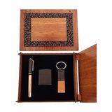 Fırsatkolik Mey Ithalat® Dekoratif Ahşap Kutulu Bakır Roller Kalem Taba Renk Anahtarlık ve Çakmak Set - 00 Siyah - Beyaz
