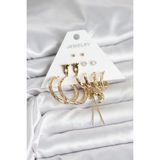 Fırsatkolik Mey Ithalat® Gold Renk Pirinç 6'lı Kadın Küpe Seti - 0 - Siyah