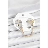 Fırsatkolik Mey Ithalat® Pirinç Gold Renk Kelebek Model Zincir Bağlantılı Ear Cuff Küpe Seti - 0 - Siyah