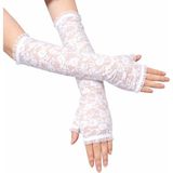 Fırsatkolik Mey Ithalat® Uzun Zarif Dantel Eldiven Parmaksız Beyaz 35 cm - 00 Siyah - Beyaz