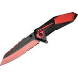 Fırsatkolik Mtech 4173 Kırmızı Kamp Çakı 21CM - Yarı Otomatik, Kemerlikli, Testere Detaylı - 00Kırmızı