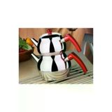 Fırsatkolik UTP-382799 Mini 2Lt Küçük Boy Küre Çelik Çaydanlik Seti - Üst: 0.75Lt - Alt: 1.4Lt (5047)