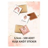 fırsatlar diyarı Peri Kızı & Gökkuşağı Tema Kare Çikolata Etiketi - Parlak Kuşe Kesimli - 3,5 cm - 100 Adet
