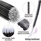 Fırsato 100 Adet Uzun Micro Brush Seti - Çok Amaçlı Makyaj, Kirpik Lifting, Kaş Laminasyonu, Tırnak Tasarım, Elektronik Detay Temizlik Fırçası - Siyah