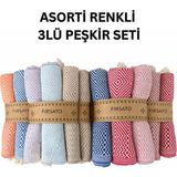 Fırsato %100 Pamuklu 3`lü Set Kristal Desenli Peşkir & Hızlı Kuruyan El-Baş Havlusu (45X90 Cm) Asorti Renkli - Çok Renkli - 45 x 90 cm