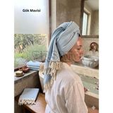 Fırsato Kristal Desenli %100 Pamuklu Saç Kurulama Havlusu | Baş Havlusu | Peşkir – 45X90 cm (1ADET) - Gök Mavisi - 45 x 90 cm
