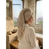 Fırsato Kristal Desenli %100 Pamuklu Saç Kurulama Havlusu | Baş Havlusu | Peşkir – 45X90 cm (1ADET) - Kahverengi - 45 x 90 cm
