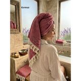 Fırsato Kristal Desenli %100 Pamuklu Saç Kurulama Havlusu | Baş Havlusu | Peşkir – 45X90 cm (1ADET) - Kırmızı - 45 x 90 cm