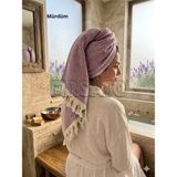 Fırsato Kristal Desenli %100 Pamuklu Saç Kurulama Havlusu | Baş Havlusu | Peşkir – 45X90 cm (1ADET) - Mürdüm - 45 x 90 cm