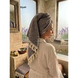 Fırsato Kristal Desenli %100 Pamuklu Saç Kurulama Havlusu | Baş Havlusu | Peşkir – 45X90 cm (1ADET) - Siyah - 45 x 90 cm