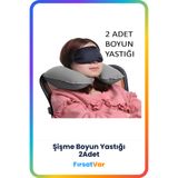 FırsatVar 2 Adet Şişirilebilir Ortopedik Boyun Seyahat Yolcu Uyku Yastığı Şişme