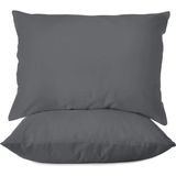 First Choice %100 Pamuk Saten 200 Tc (80 Tel) 2’li Yastık Kılıfı Seti - 50X70 cm - Füme - 50 x 70
