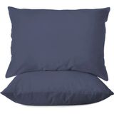 First Choice %100 Pamuk Saten 200 Tc (80 Tel) 2’li Yastık Kılıfı Seti - 50X70 cm - Gece Mavisi - 50 x 70