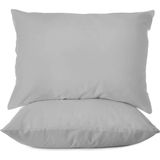 First Choice %100 Pamuk Saten 200 Tc (80 Tel) 2’li Yastık Kılıfı Seti - 50X70 cm - Gri - 50 x 70