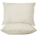 First Choice %100 Pamuk Saten 200 Tc (80 Tel) 2’li Yastık Kılıfı Seti - 50X70 cm - Krem - 50 x 70