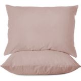 First Choice %100 Pamuk Saten 200 Tc (80 Tel) 2’li Yastık Kılıfı Seti - 50X70 cm - Pudra - 50 x 70