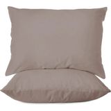 First Choice %100 Pamuk Saten 200 Tc (80 Tel) 2’li Yastık Kılıfı Seti - 50X70 cm - Vizon - 50 x 70
