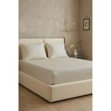 First Choice %100 Pamuk Saten 200 Tc (80 Tel) Lastikli Çarşaf Seti Açık Bej - 160 x 200