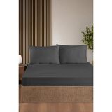 First Choice %100 Pamuk Saten 200 Tc (80 Tel) Lastikli Çarşaf Seti Füme - 180 x 200