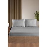 First Choice %100 Pamuk Saten 200 TC (80 Tel) Lastikli Çarşaf Seti Gri