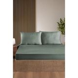 First Choice %100 Pamuk Saten 200 Tc (80 Tel) Lastikli Çarşaf Seti Su Yeşili - 120 x 200
