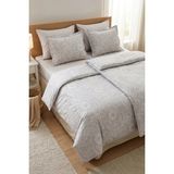 First Choice Advina %100 Pamuk Saten 200 Tc (80 Tel) Baskılı Aile Boyu Nevresim Takımı - 2 Nevresimli (7 Parça) - Şampanya - 160 x 220 cm