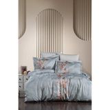 First Choice Albert %100 Pamuk 200 Tc (80 Tel) Baskılı Saten Tek Kişilik Nevresim Takımı - Gri - 160 x 220 cm