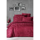 First Choice Clover %100 Pamuk 200 Tc (80 Tel) Jakarlı Saten Çift Kişilik Nevresim Takımı - Bordo - 200 x 220 cm