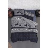 First Choice Flanel Happiness Navy Blue Çift Kişilik Nevresim Takımı