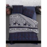 First Choice Flanel Nevresim Takımı Happiness Navy Blue Tek Kişilik - 160 x 220 cm - Lacivert