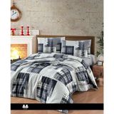 First Choice Flanel Pazen Nevresim Takımı - Winter Grey - Kırmızı - 200 x 220 cm