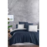 First Choice Groovy %100 Pamuk 200 Tc Deluxe Saten (80 Tel) Çift Kişilik Nevresim Takımı - Lacivert - 200 x 220 cm