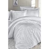 First Choice Herra %100 Pamuk Saten 200 Tc (80 Tel) Jakarlı Çift Kişilik Nevresim Takımı - Beyaz - 200 x 220 cm