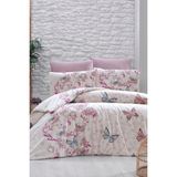 First Choice Kelebek %100 Pamuk 150 Tc (60 Tel) Ranforce Çift Kişilik Nevresim Takımı - Pudra - 200 x 220 cm